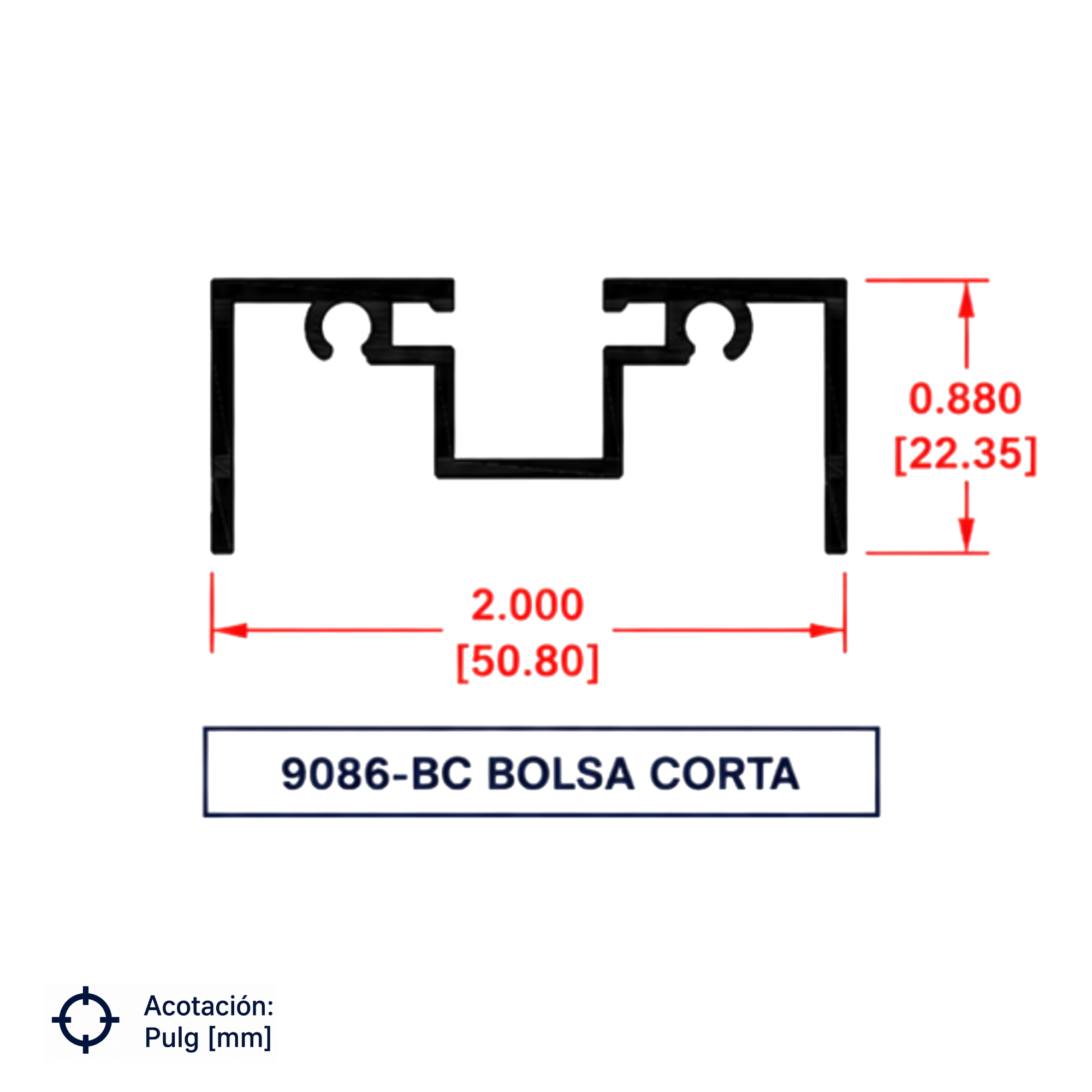 9086-BC | BOLSA CORTA PARA CURBAR SERIE DE 2"