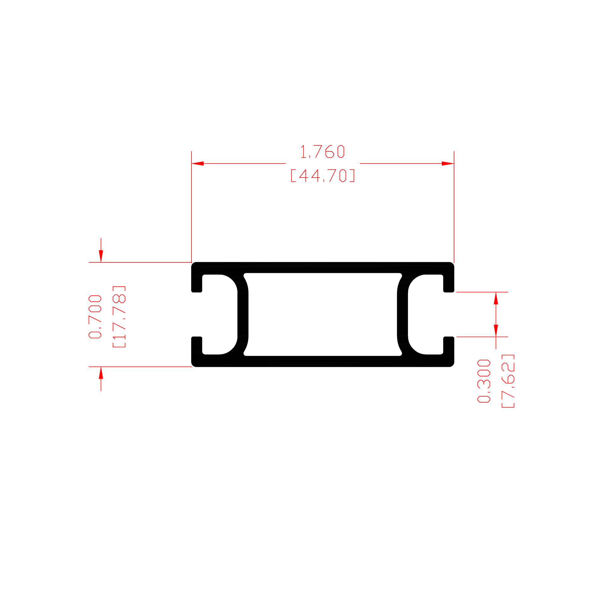Larguero de Aluminio para Stands y Sistemas Modulares de Exhibición