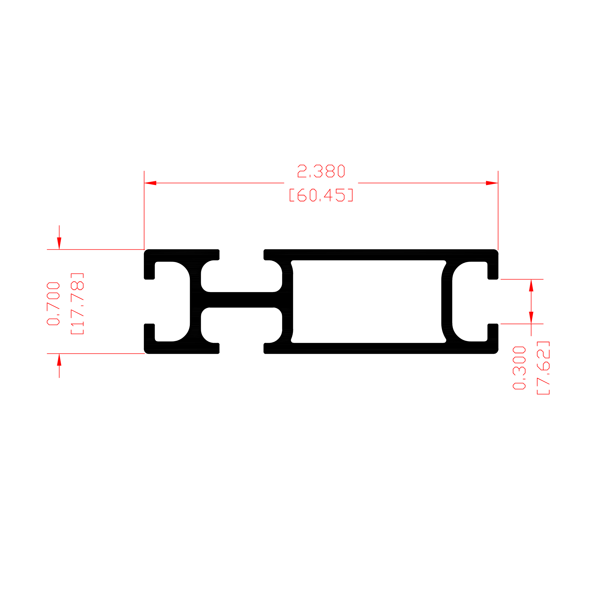 Larguero Tipo H de Aluminio para Stands y Sistemas Modulares de Exhibición