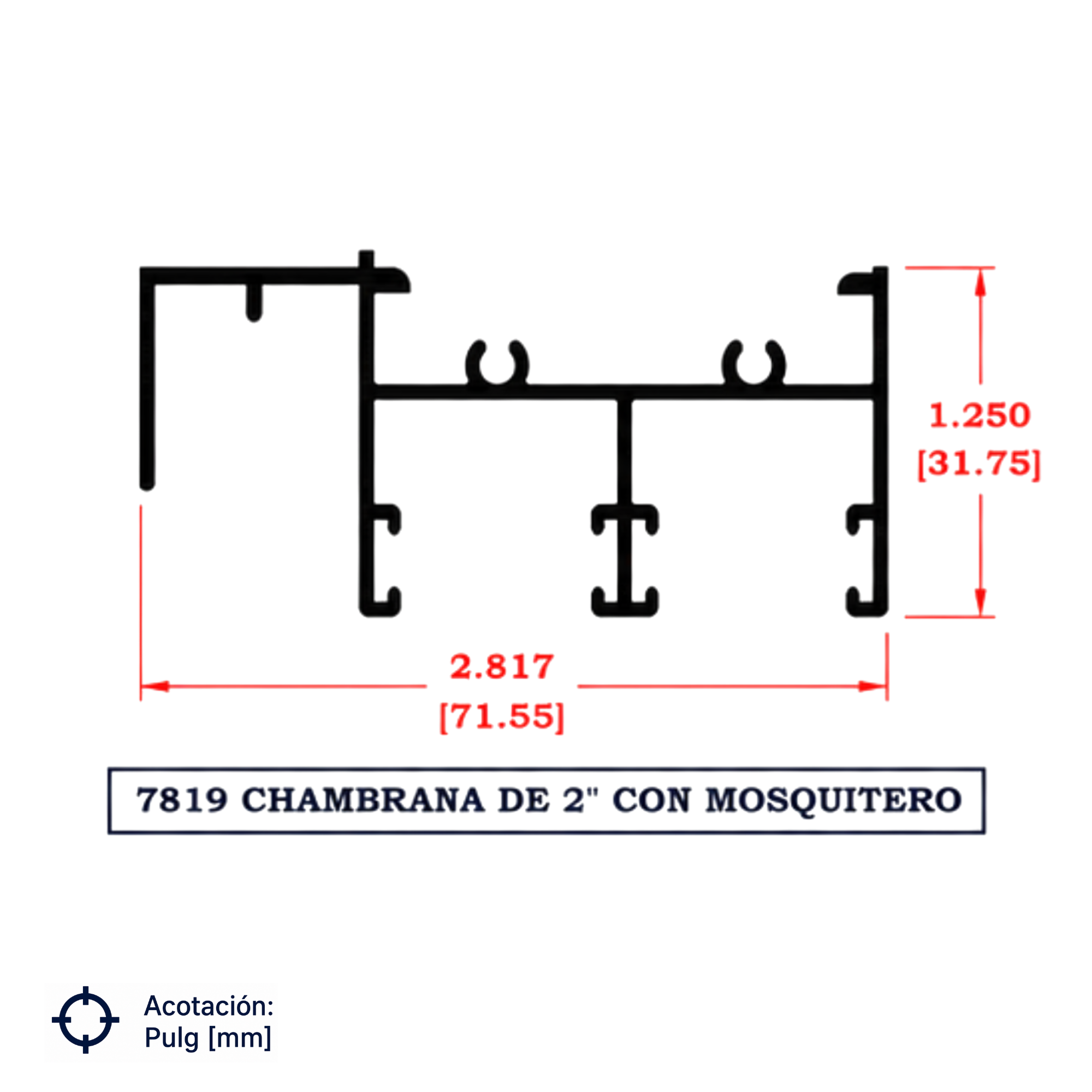 7819 | CHAMBRANA CON GUIA PARA MOSQUITERO SERIE DE 2"