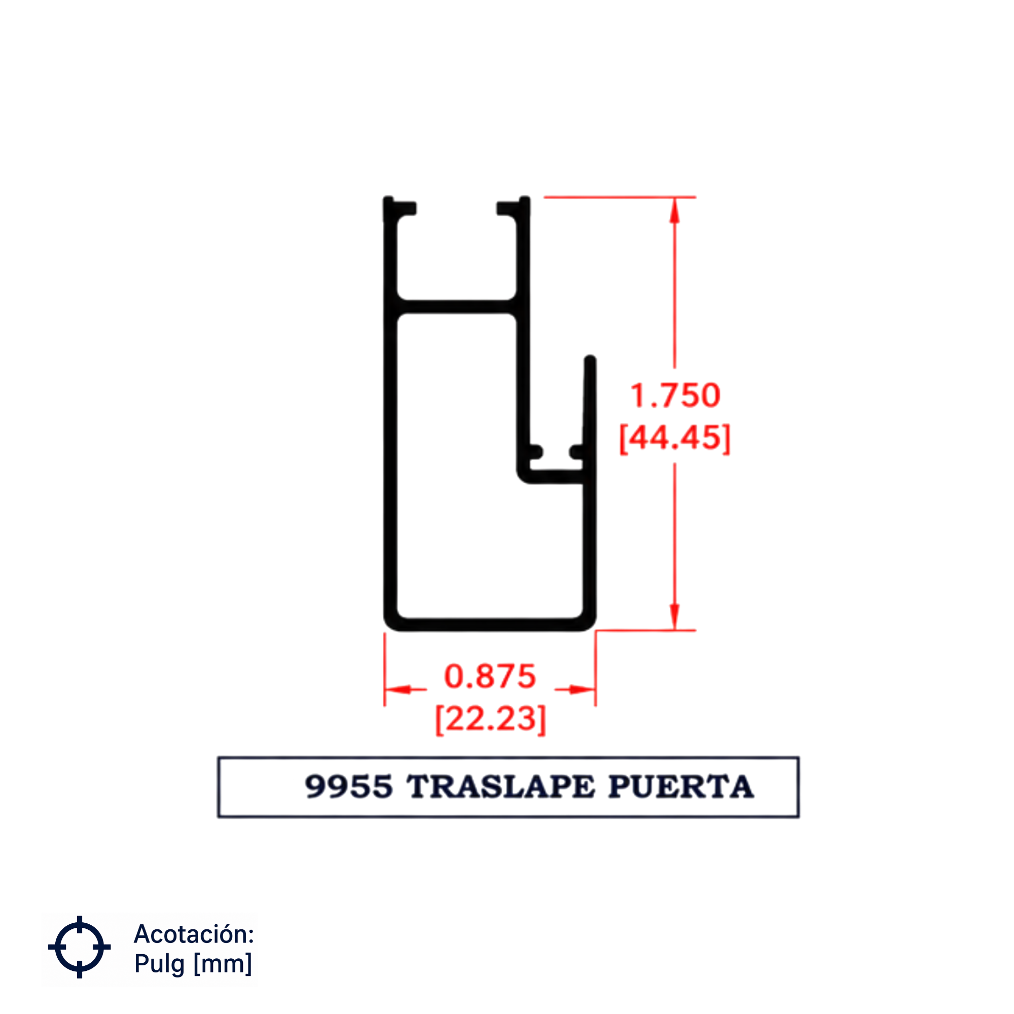 9955 | TRASLAPE VENTANA Y PUERTA CORREDIZA SERIE DE 2"