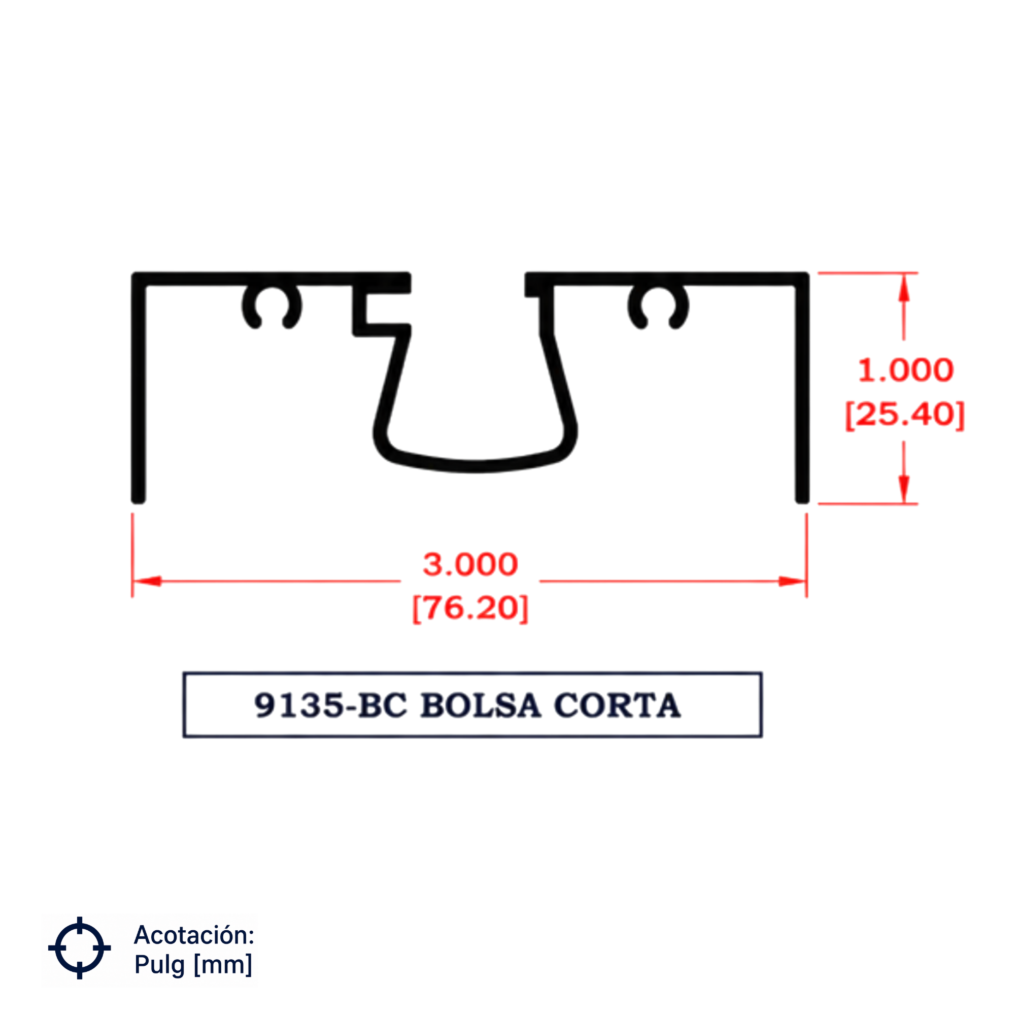 9135-BC | BOLSA CORTA PARA CURBAR SERIE 3"