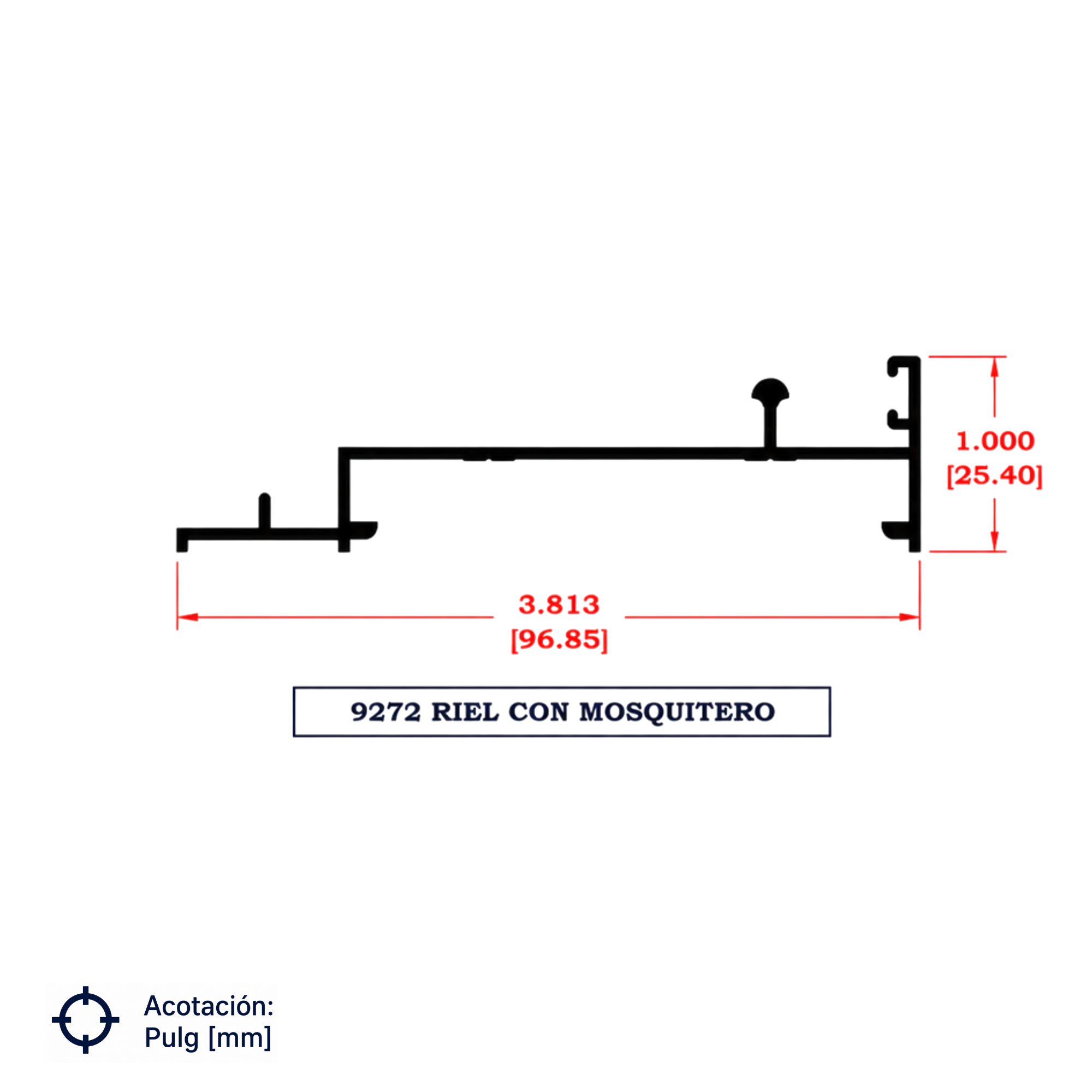 9272 | RIEL CON GUIA PARA MOSQUITERO SERIE 3"