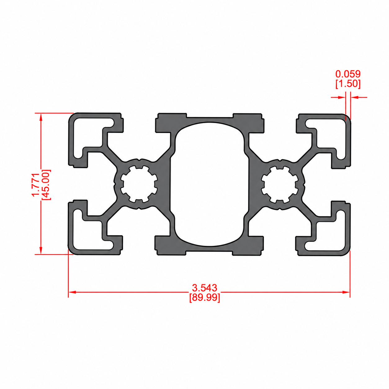 Perfil de Aluminio Estructural 90 x 45