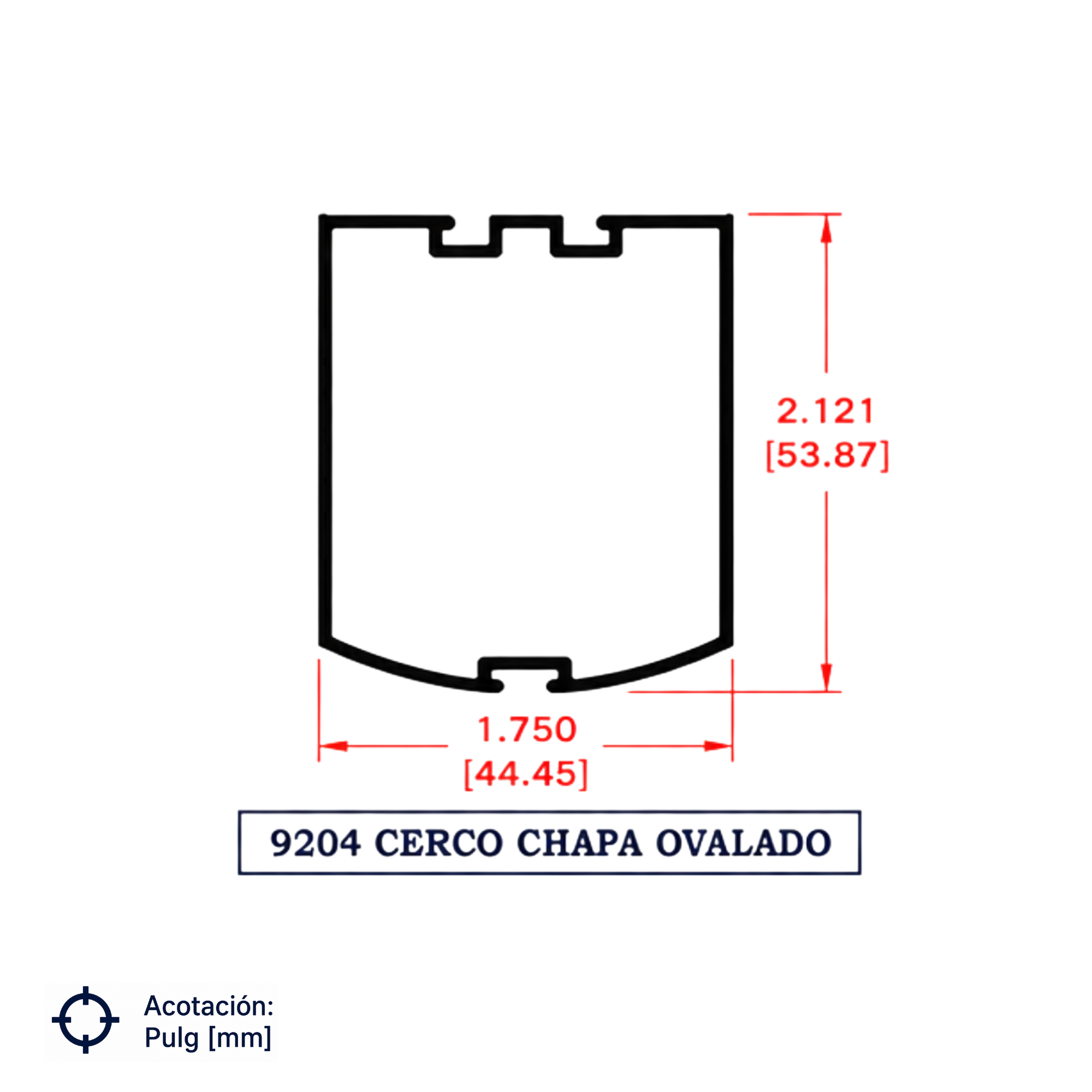 9204 | CERCO CHAPA OVALADO PUERTA COMERCIAL