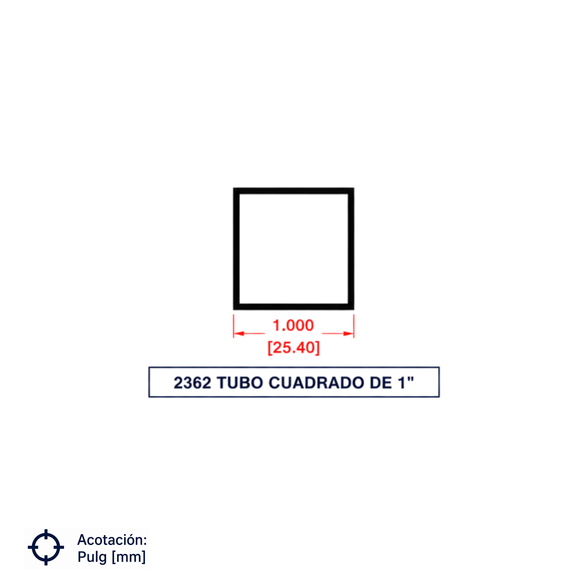2362 | Tubo Cuadrado de 1"