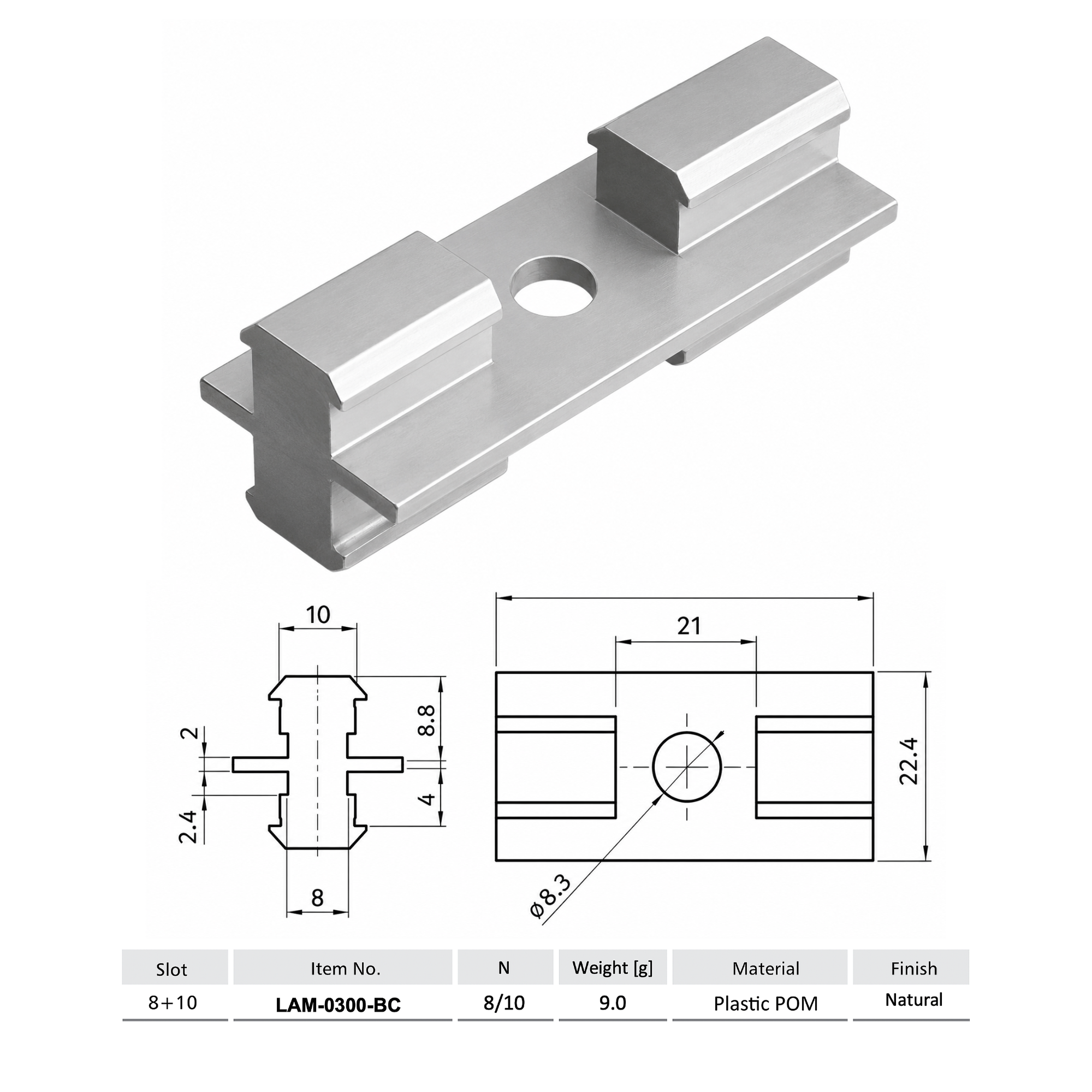 Perfil Unión para Perfiles Estructurales – Modelo LAM-0300-BC