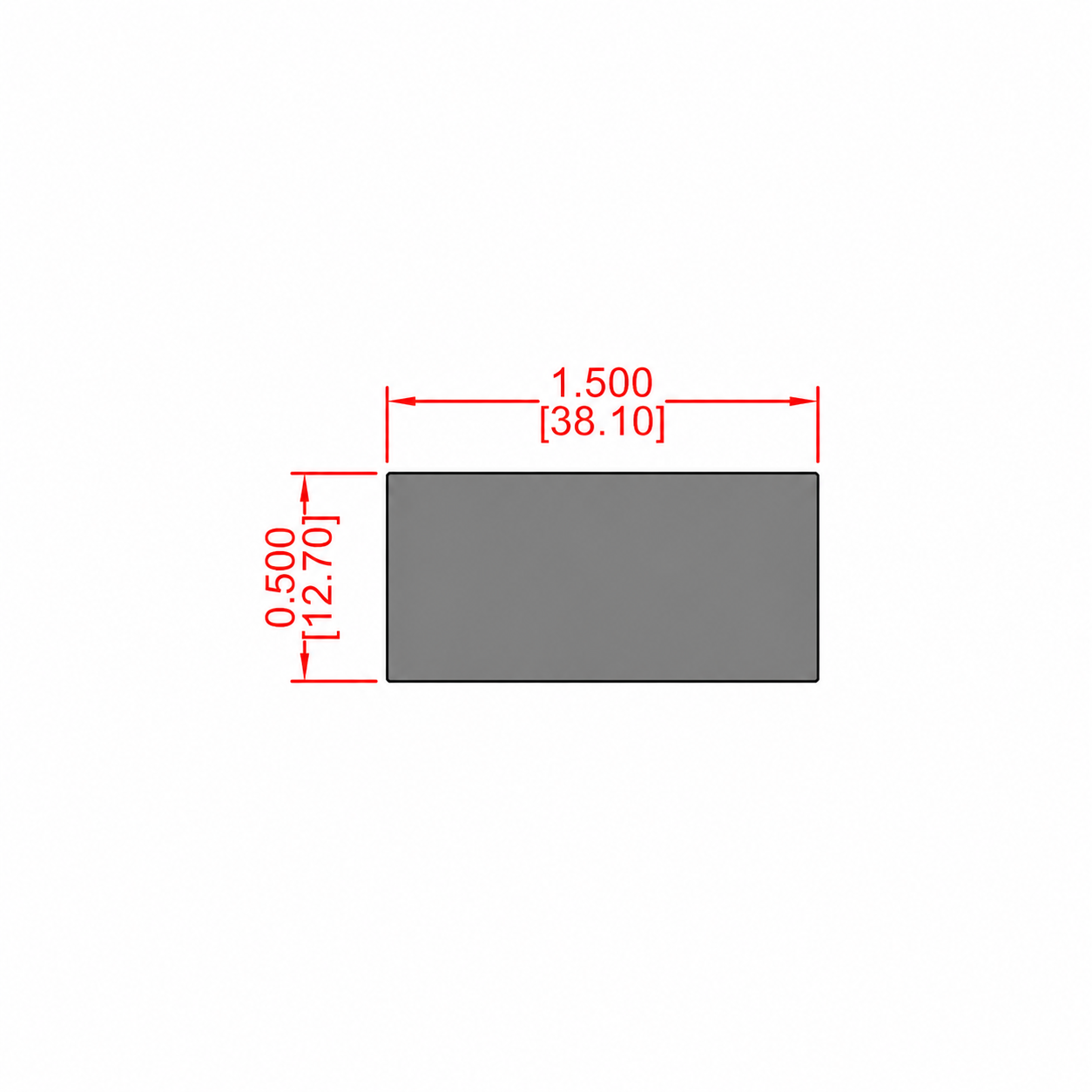 Solera de Aluminio 1-1/2" × 1/2" (38.10 × 12.70 mm)