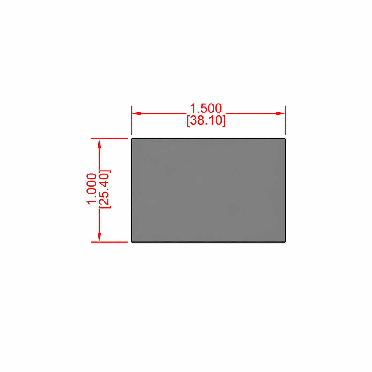 Solera de Aluminio 1-1/2" × 1" (38.10 × 25.40 mm)