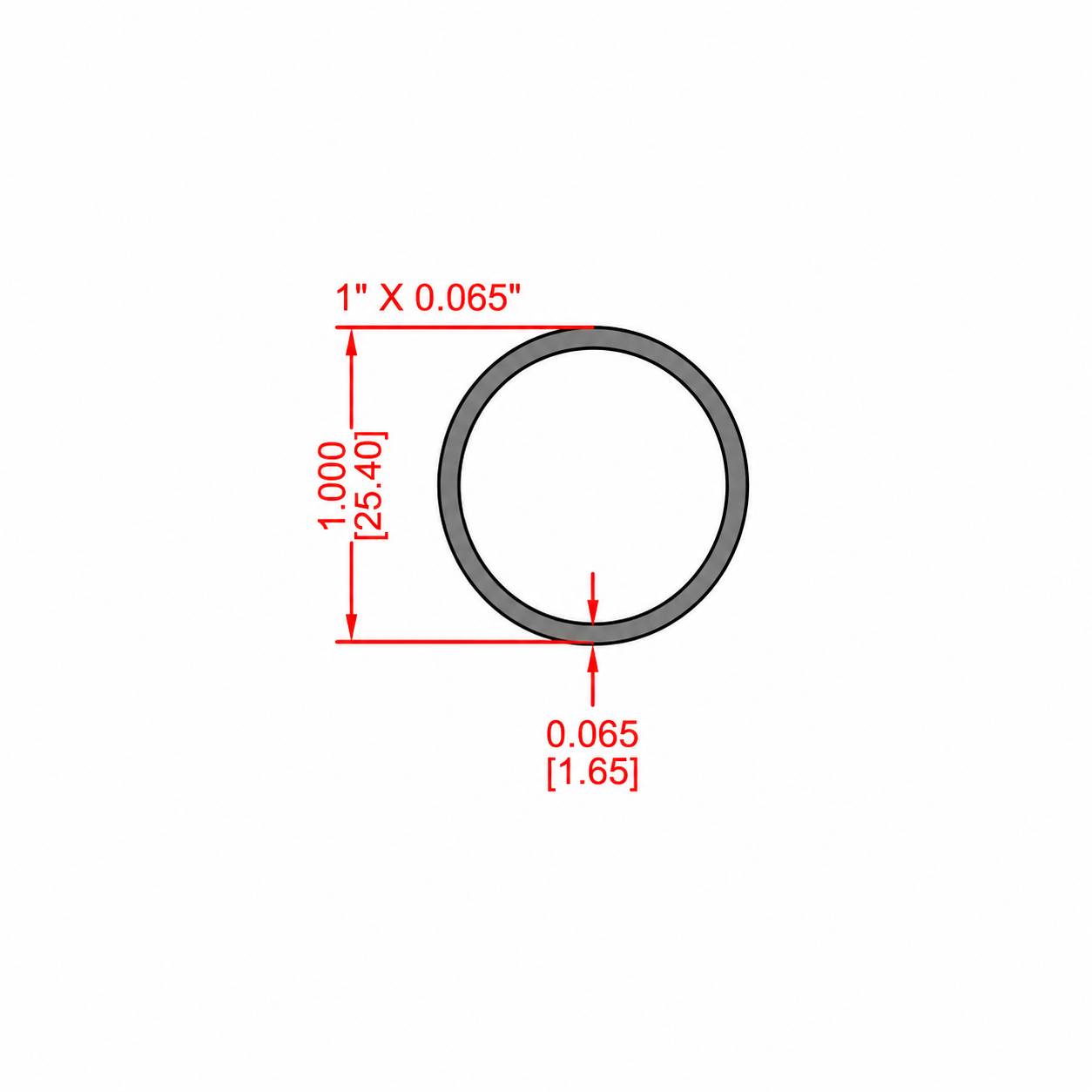 Tubo Redondo de Aluminio 1" × 0.065" (25.40 × 1.65 mm)